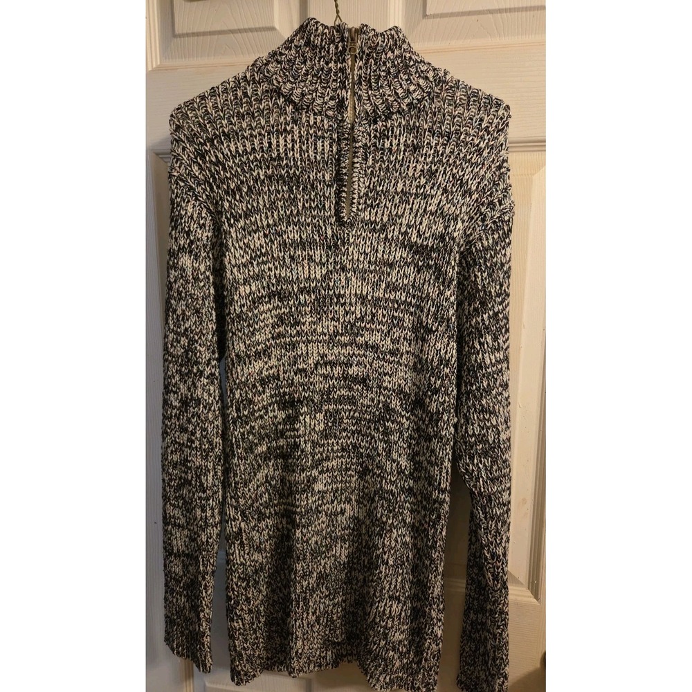 Mark Alan Womens XL Sweater 3/4 Zip Black & White